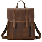 Structured leather rucksack backpack