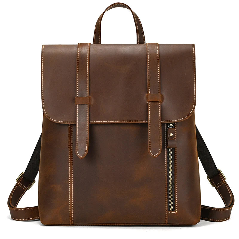 Structured leather rucksack backpack