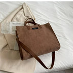Elegant corduroy tote bag with leather handles