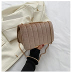 Corduroy handbag with soft velvet texture
