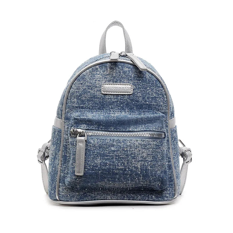 Women's small denim backpack