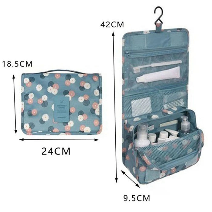 Blue flowers hanging toiletry bag