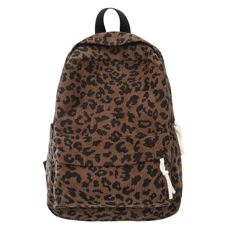 Leopard corduroy backpack