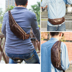 Leather belt bag for men