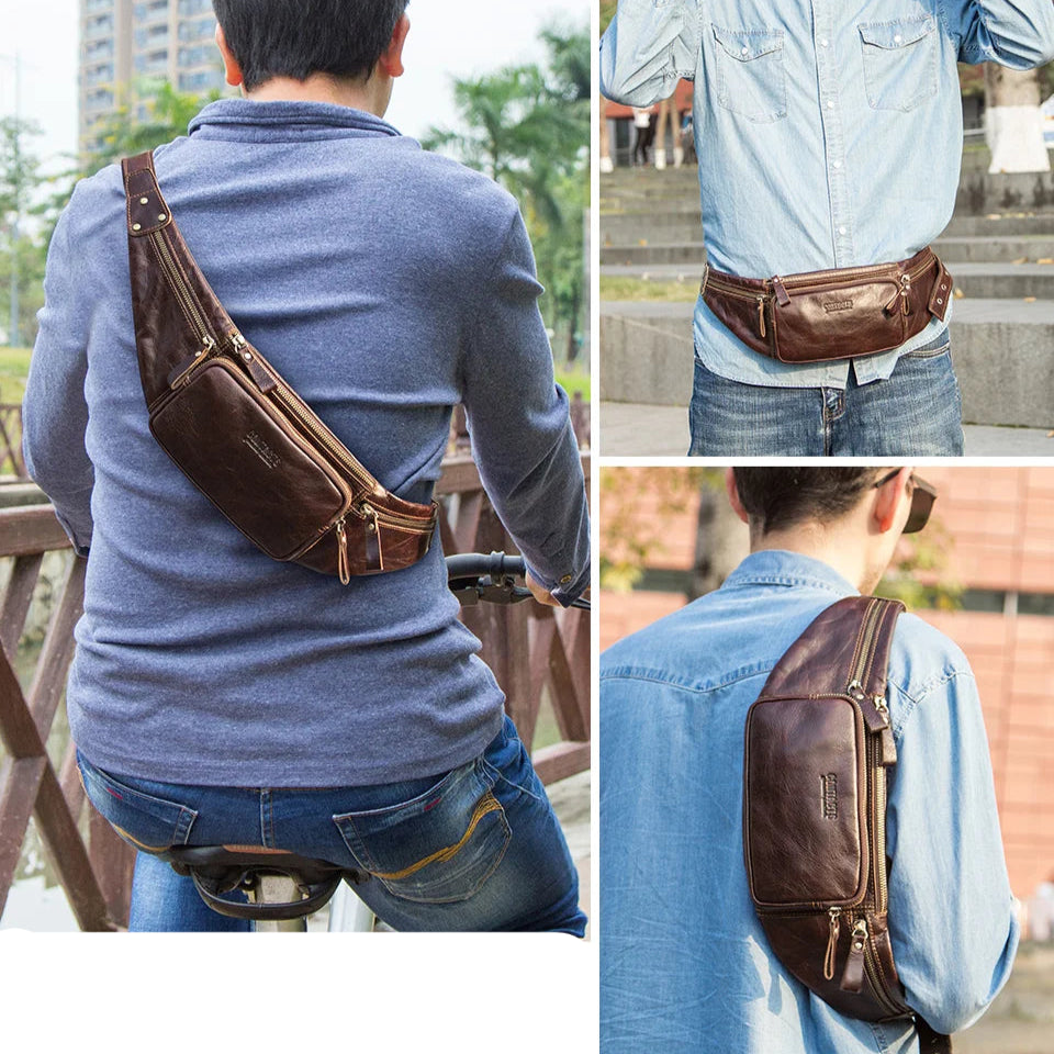 Leather belt bag for men