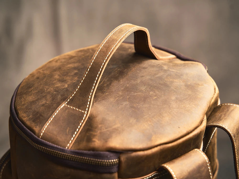 Leather rucksack for men