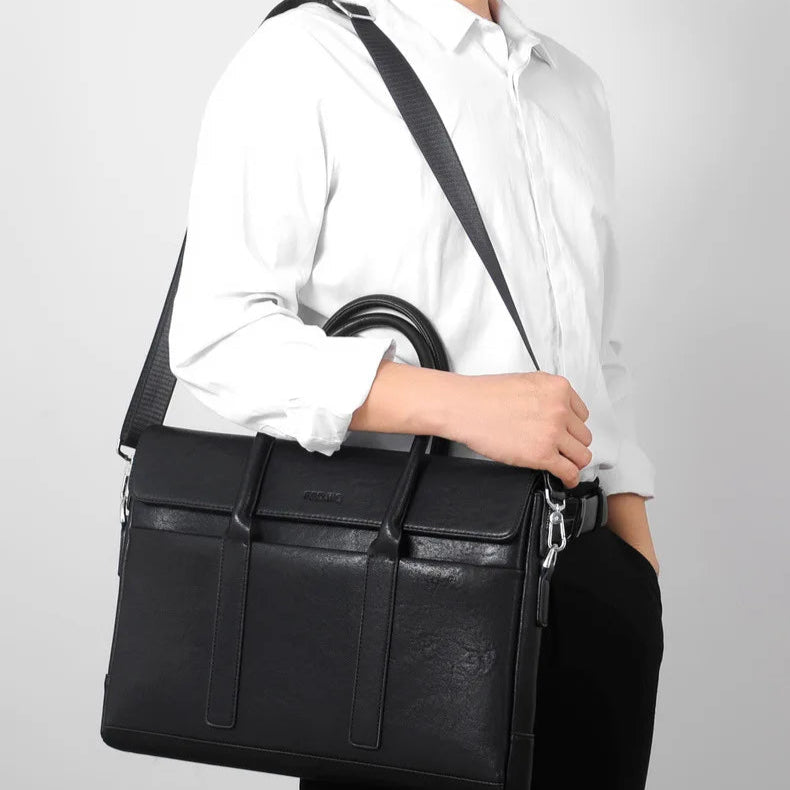 Minimalist leather briefcase for work