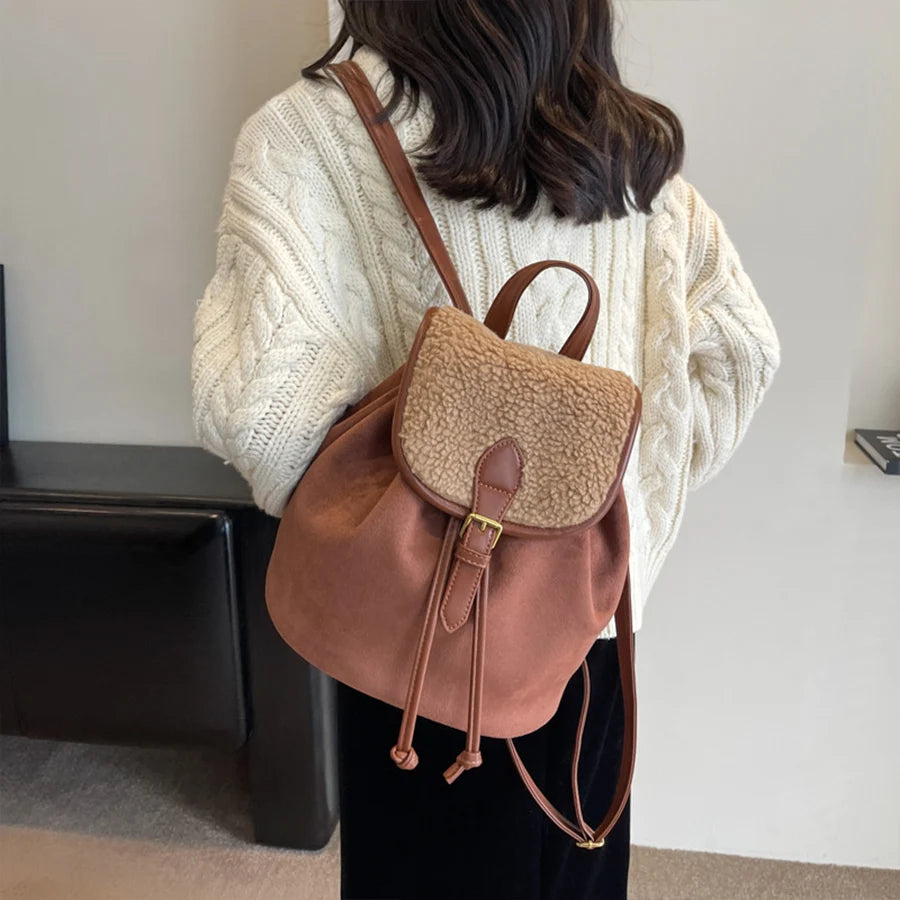Classic suede backpack for women