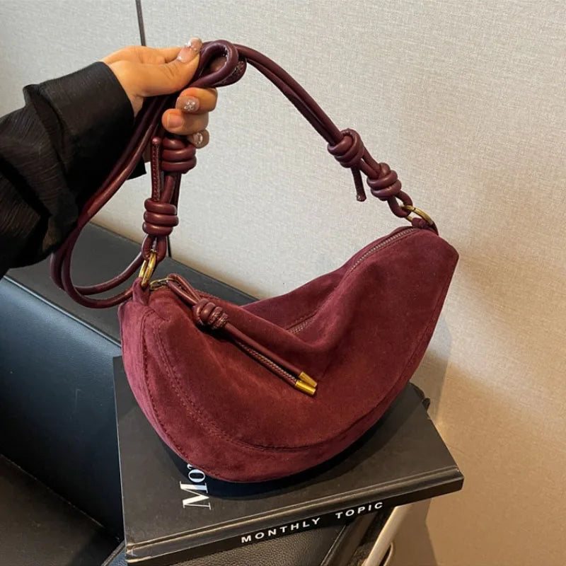 Women suede hobo bag