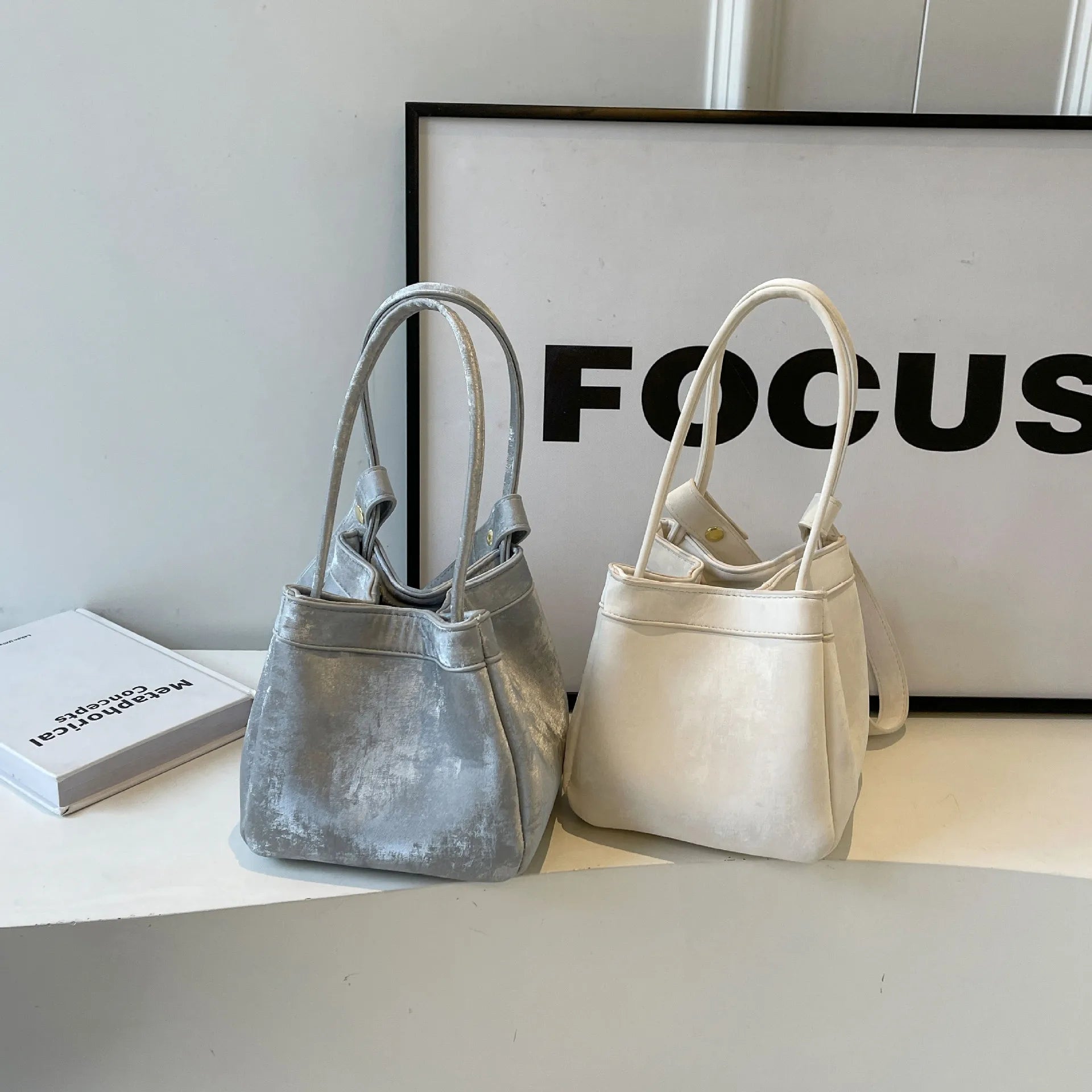 Suede box slouch bag