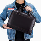 Professional leather laptop bag with handle