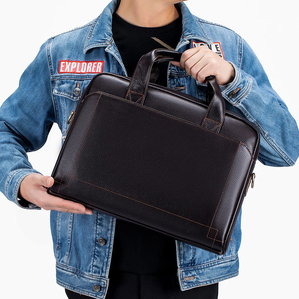 Professional leather laptop bag with handle