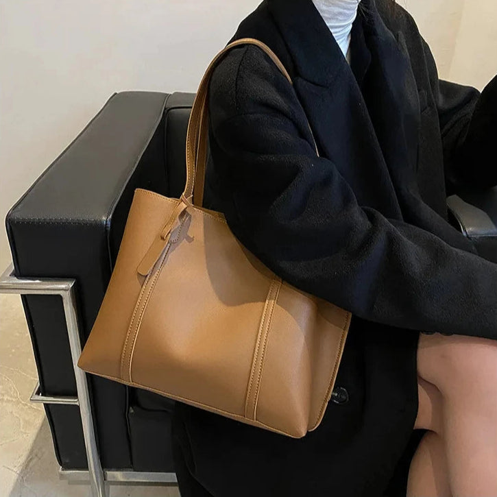 Trendy soft leather tote bag