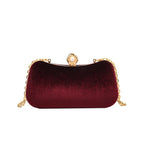 Corduroy clutch bag with  chain strap