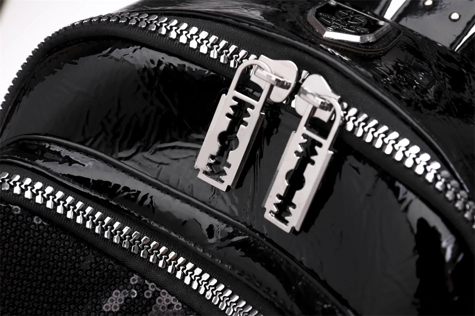Women’s black leather backpack