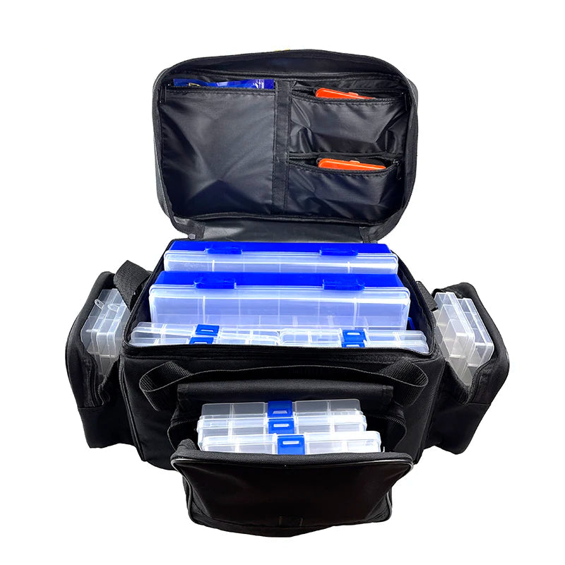 Black waterproof fishing shoulder bag