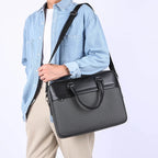 Zippered leather laptop bag