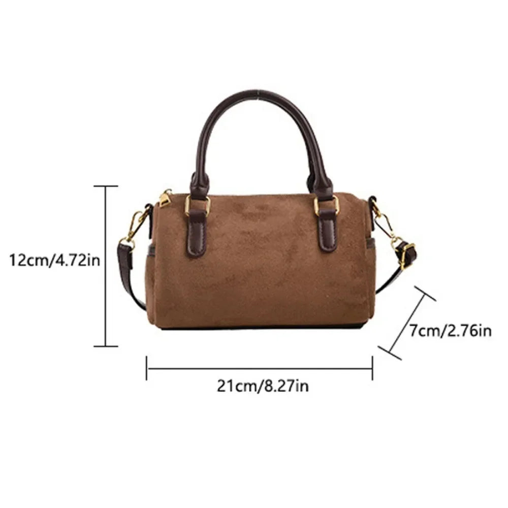 High-end suede purse with structured body
