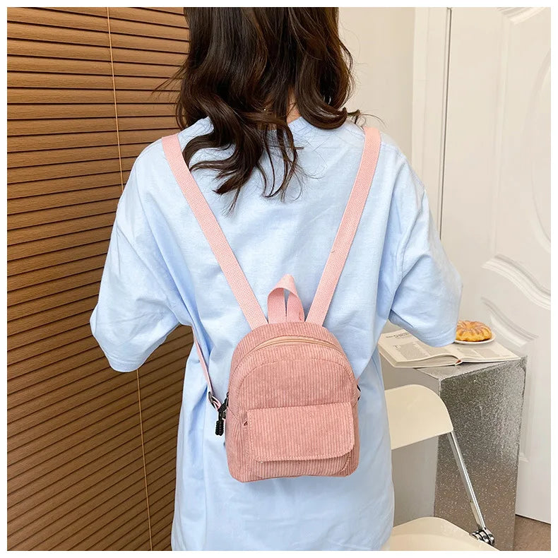 Mini corduroy backpack