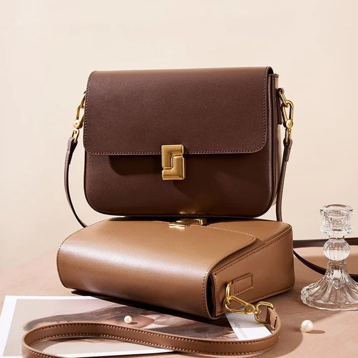 Retro style leather crossbody bag