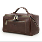 Leather travel toiletry bag
