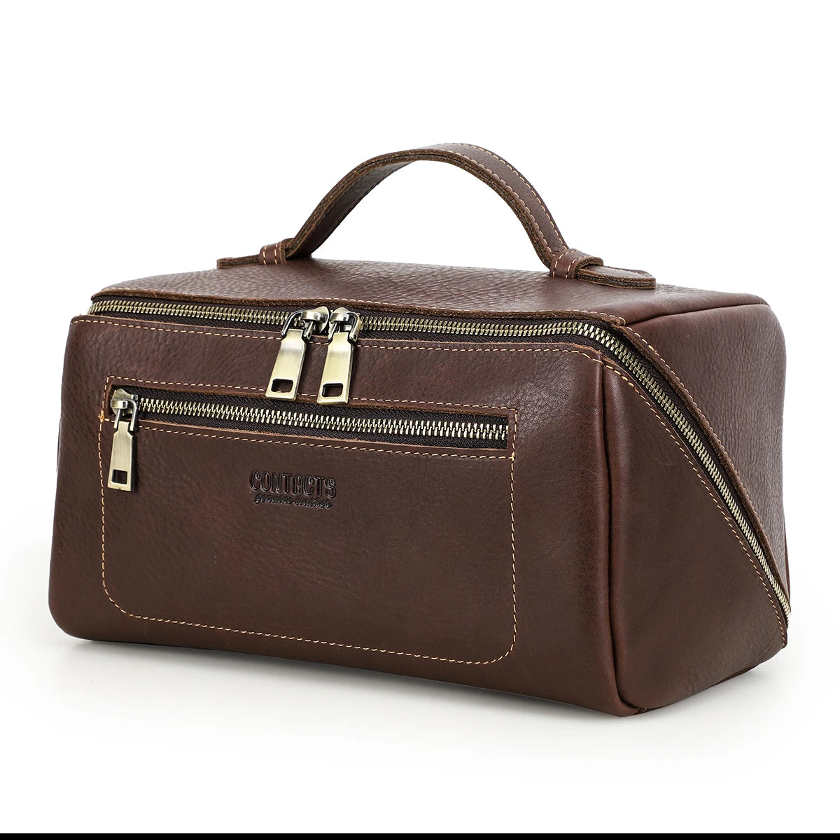 Leather travel toiletry bag