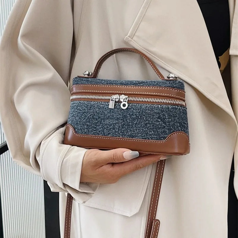 Crossbody denim purse with adjustable strap