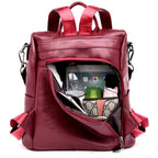 Soft leather backpack for women