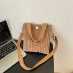 Corduroy handbag with front button detail