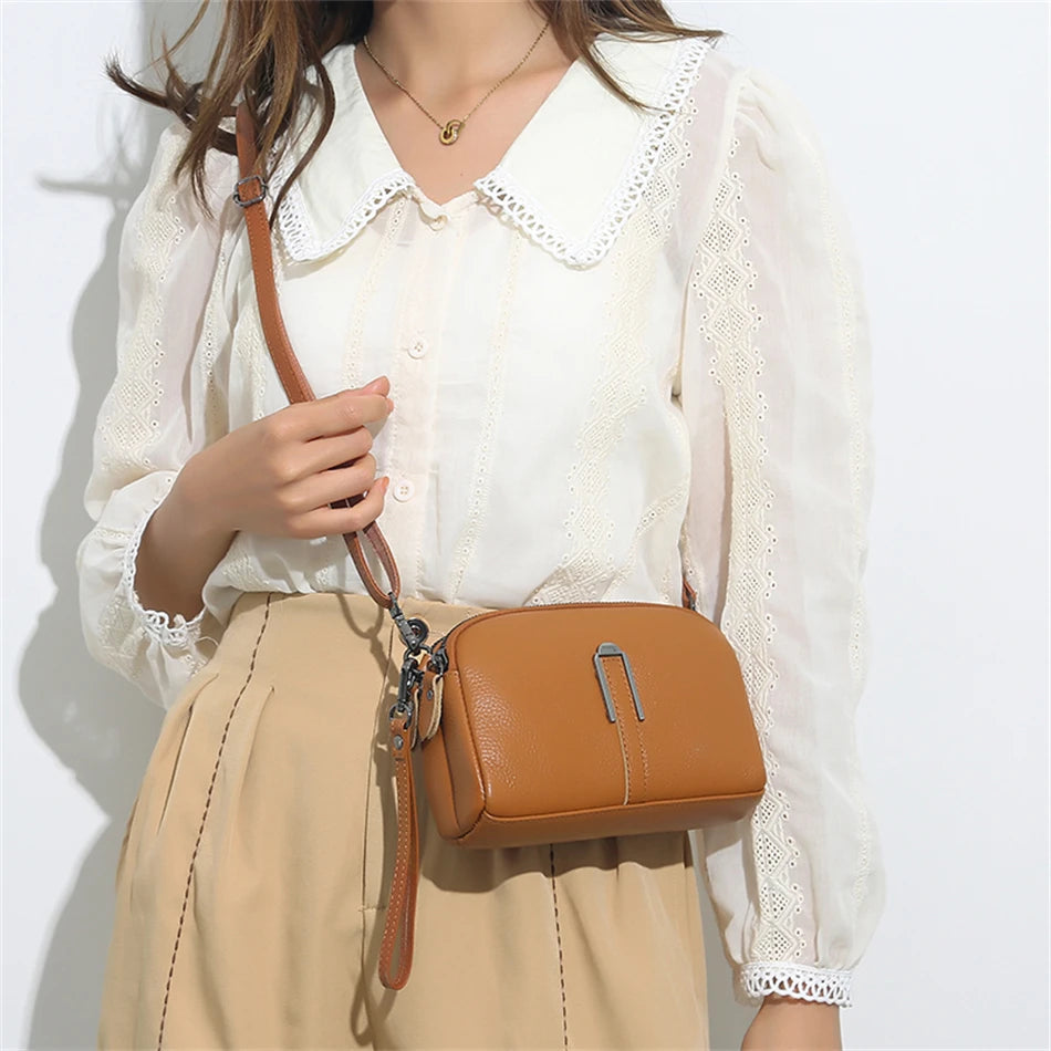 Lightweight leather sling bag
