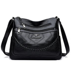 Leather shoulder bag with adjustable strap