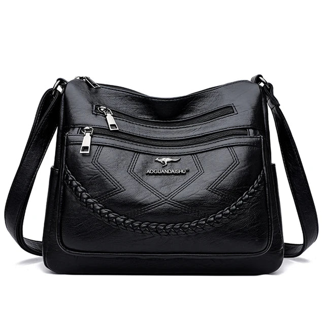 Leather shoulder bag with adjustable strap