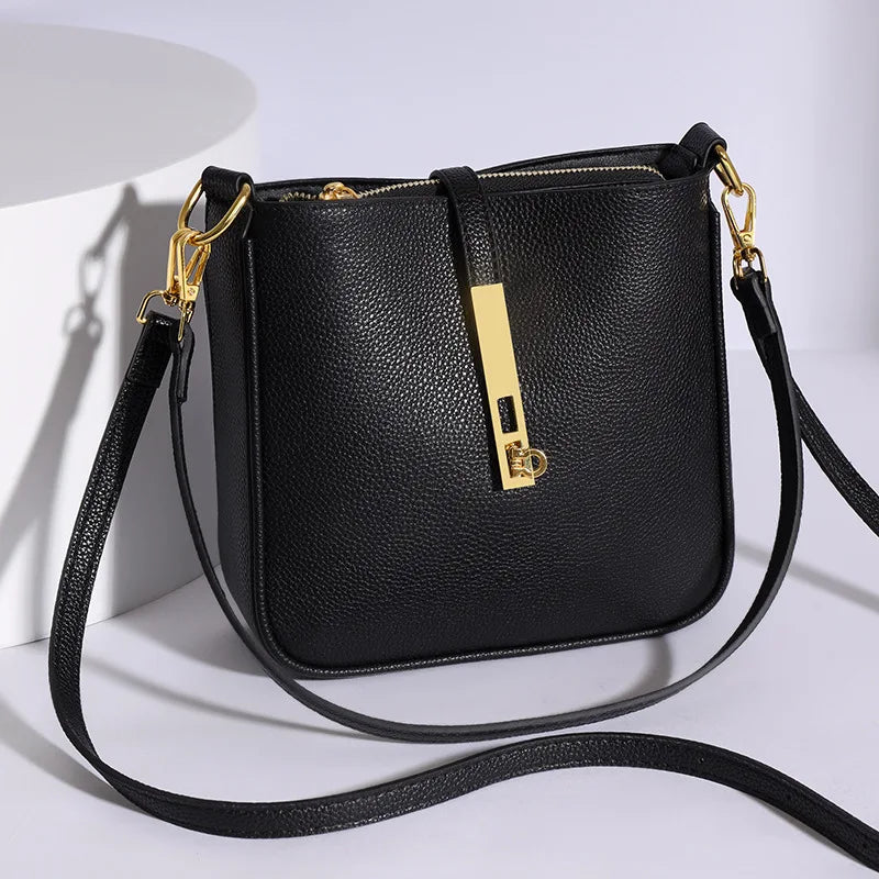 Functional leather crossbody bag