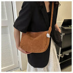 Corduroy handbag with adjustable shoulder strap