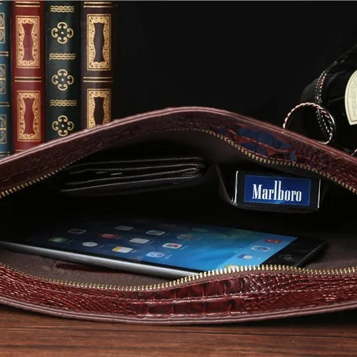 Large leather clutch