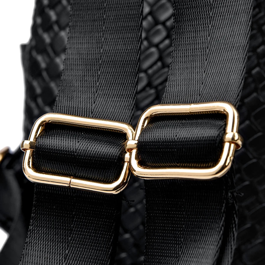 Everyday black leather backpack