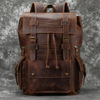 Multi-compartment leather rucksack
