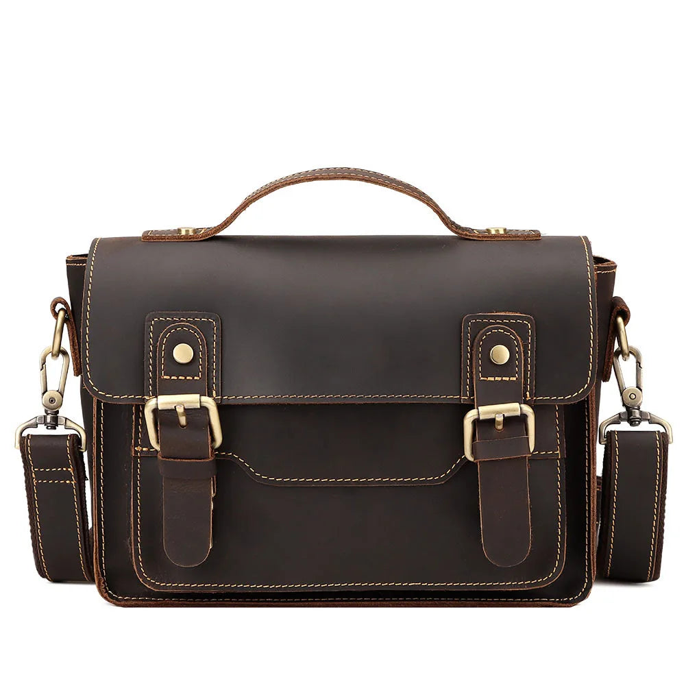 Large leather satchel shoulder bag