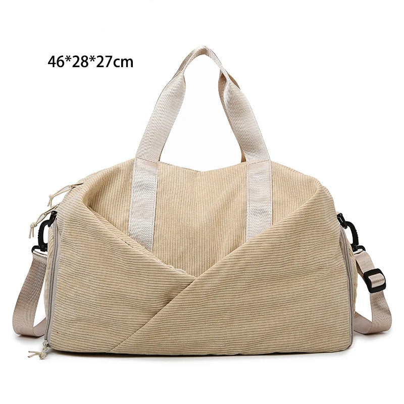 Corduroy sports gym bag with shoe pocket