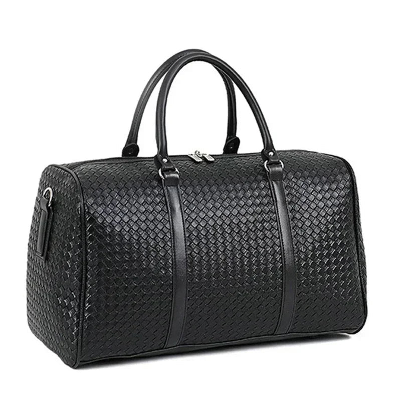 Business leather weekender duffle bag