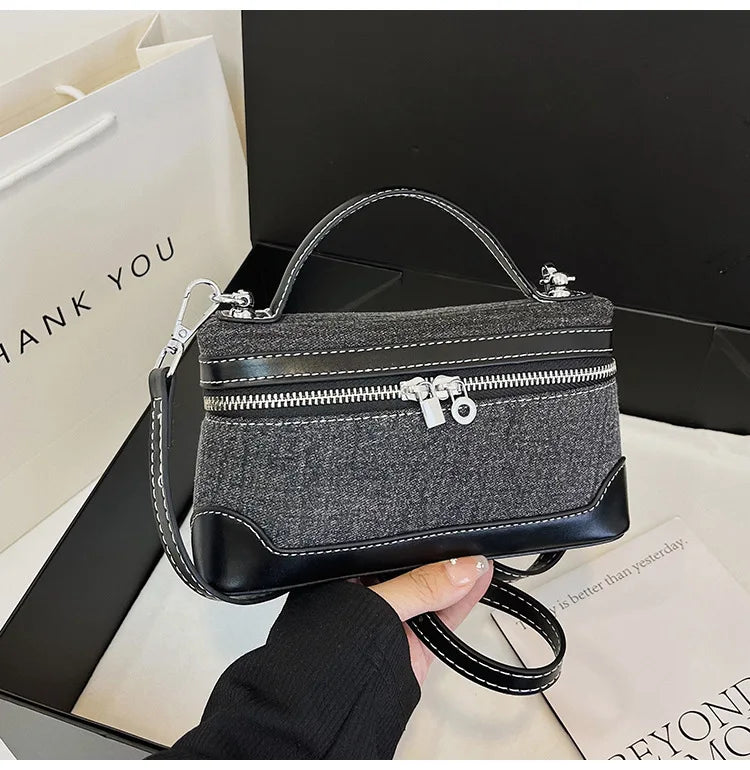 Crossbody denim purse with adjustable strap