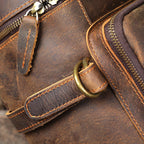 Leather travel rucksack for men
