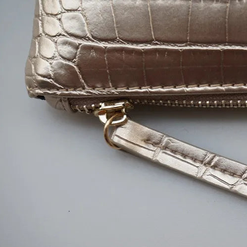 Textured leather clutch