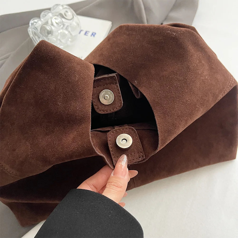 Slouch-style suede handbag