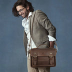Large leather satchel shoulder bag