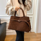 Vintage suede shopper tote bag