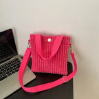 Corduroy handbag with front button detail