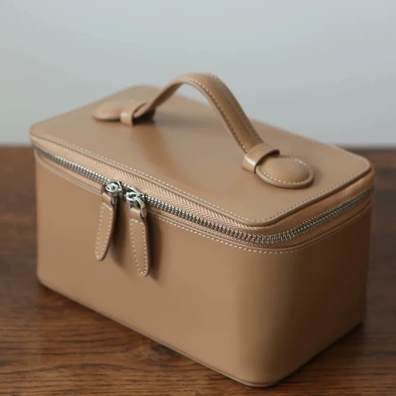 Travel leather vanity bag