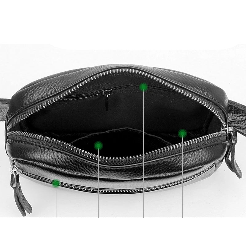 Zip-top leather belt bag
