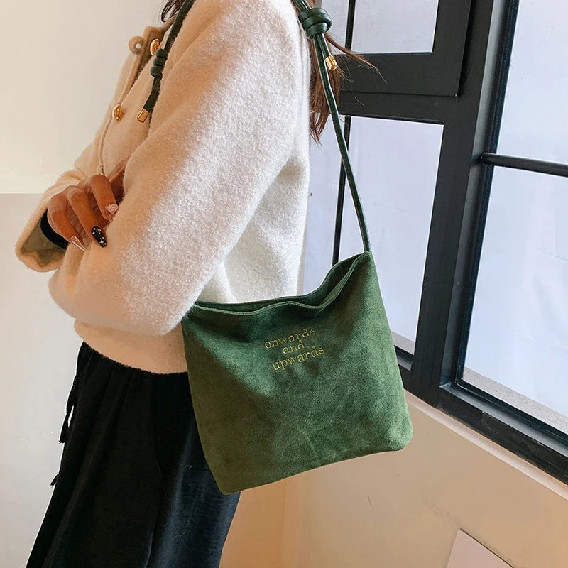 Casual suede shoulder bag for city walks